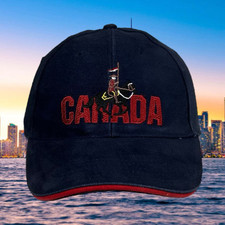 Canada Hat Cap Spell Out Tourism Riding Adjustable  Black