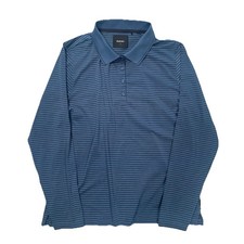 Rohan Men's Shoreline Polo Shirt Blue Black Striped Long Sleeve Size Large