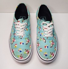 VANS SIZE 6.5UK EUR40 WOMENS TEAL CANVAS SKATE TRAINERS SHOES POOL CATS VIBES
