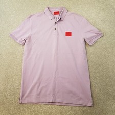 Hugo Boss Mens Polo Shirt Medium Purple Slim Fit Dereso222 Box Logo Short Sleeve