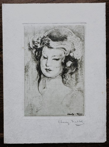 Charles michel etching card - etching,