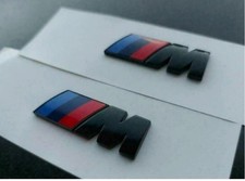 2 Pcs M Sport Side Wing Small Badge 45mm X 15mm E46 E60 1 3 5 Series Gloss Black