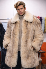 Men's Real Beige Coyote Fur