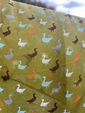 Chartreuse / Mustard Green Viscose Scarf With Duck Design. 90 X 185cm Approx