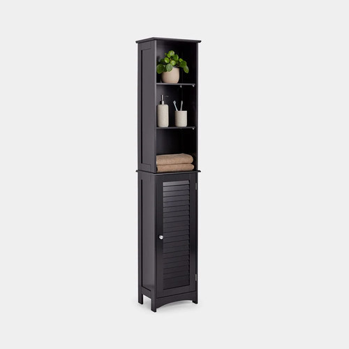 Black tallboy cabinet - black, —