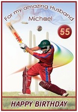 Personalised Cricket Theme Birthday Card - Lovely !