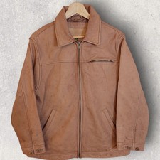 Timberland Weathergear COWHIDE Mens Small Camel Brown Leather Jacket