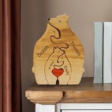 Custom Engraved Bear Family Puzzle – Personalized Gift for 2 to 2 Family Members