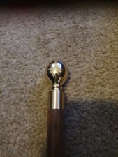 Wooden Walking Stick/Cane for Men & Women with Gold Metal Globe-like Handle