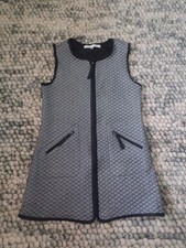 Max Studio Long Line Sleeveless Cardigan Size S Black White