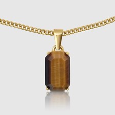 18K Gold Tiger Eye Pendant