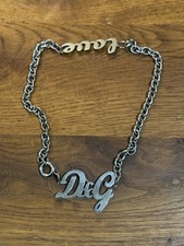 Dolce & Gabbana D&G Choker Necklace Pendant Logo Silver