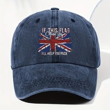 Baseball Cap Hat United Kingdom Flag Union Jack New UK Adjustable Blue Printed