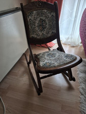 Child Wooden Folding Rocking Chair With Tapestry Style Seat And Back Rest