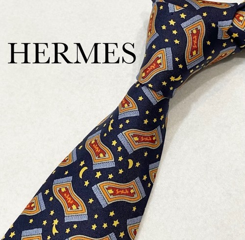 Hermes tie navy blue stars - navy,