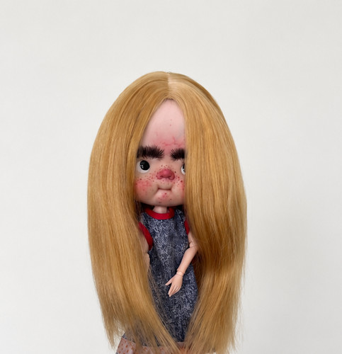 Mohair doll wig long - wig, golden