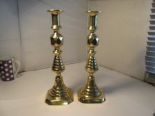pair of brass candlesticks c1900. 11.9 inch tall