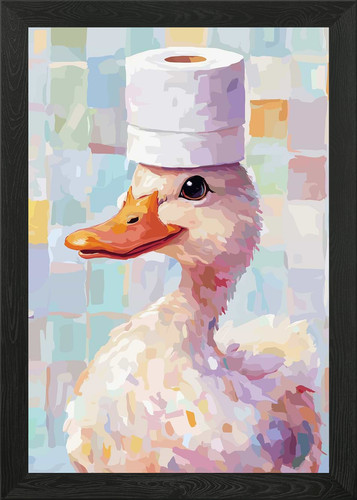 Duck with toilet - paper, hat