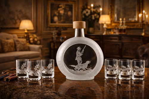 Etched glass bottle 6 - glass, &