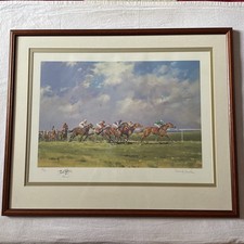 Vintage Framed A Horse Race: Limited Edition Print . Signed . Peter . A . Smith