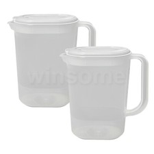 2 x 1.5L Plastic Jug with Lid Water Milk Juices Kitchen Home Fridge Door Picnic
