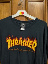 90s/00s Flame Logo Thrasher T-shirt Size large Black Vintage