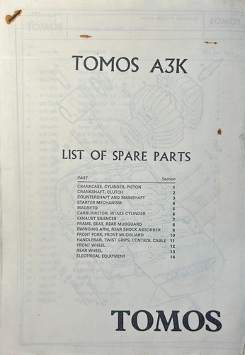 Tomos moped a3k original - tomos, parts