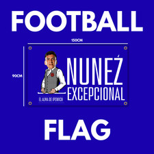 IPSWICH NUNEZ FOOTBALL FLAG - 150CM/90CM - HOME & AWAY GAME READY