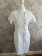 Florence Toby White Beauty Therapy Dress With Mandarin Collar Size 12