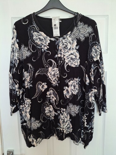 Black foral print cardig - bm,