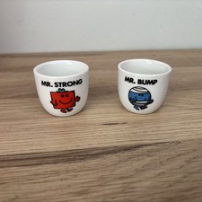 MR MEN CERAMIC EGG CUPS - Mr Strong & Mr Bump by Thoip  VGC