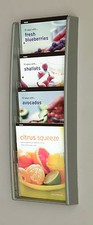 Sandstone Grey Wall Mounted Leaflet Holder / Rack with 4 x A5 Portrait Pockets