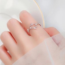 Adjustable Finger Ring 925 Sterling Silver Plated Thumb Band Fashion Antler UK