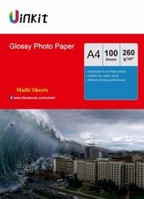 A4 Glossy Photo Paper Inkjet Photography Paper 260Gsm 100-1000 Sheets Uinkit 