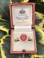 18ct Gold Ornate Rubellite Ring (Size K) Fully Hallmarked 