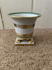 Hungarian Porcelain (1976) 6403 Mark - Green & Gold Gilded Claw Footed Small Pot