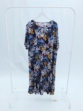 Slimma Floral Midi Dress Stretch Slimming Jersey Blue Size 30 BNWT