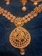 Indian Pakistani Bridal Wedding Jewellery Necklace Earrings And Tika Set