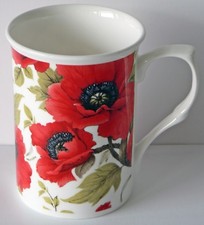 Poppy china mug bone - poppy, mug,