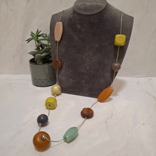 Irregular Bead Necklace Long Mismatch Lagenlook Costume Jewellery Multicolour