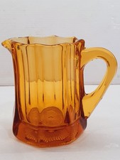 Amber Art Deco Small Pressed Glass Milk & Creamer Jug 