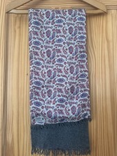 VINTAGE 'SAMMY' TRICEL GREY PAISLEY PRINT TASSELLED SCARF, MOD