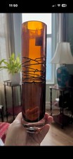 Czech Art Glass Amber Vase -