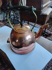 Vintage Early Copper Electric Kettle With Ceramic Feet  25 Cm Tall