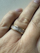 QVC Yellow Gold Plated Sterling Silver 10 stone Diamonique  Baguette Ring N 1/2