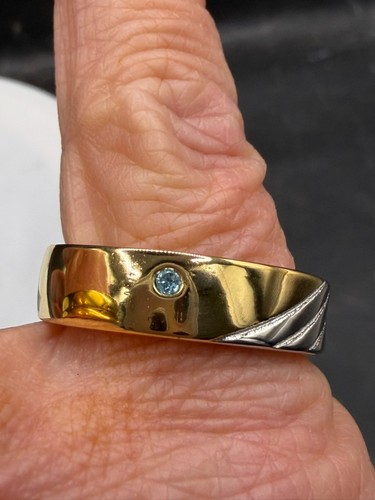 Mens gold band ring wedding