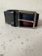 PAUL SMITH Striped Fabric & Leather Belt Size 38 (ref 8)