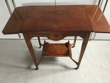 Antique Edwardian WALNUT Table Occasional Sofa Drop Leaf Folding On Castors