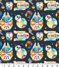 Star Wars Retro Colourful Cotton Fabric 1m Fat Quarter Crafts