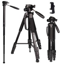 CAMBOFOTO 176.5CM Monopod Camera, Portable Aluminum Alloy Tripod with Phone Hold